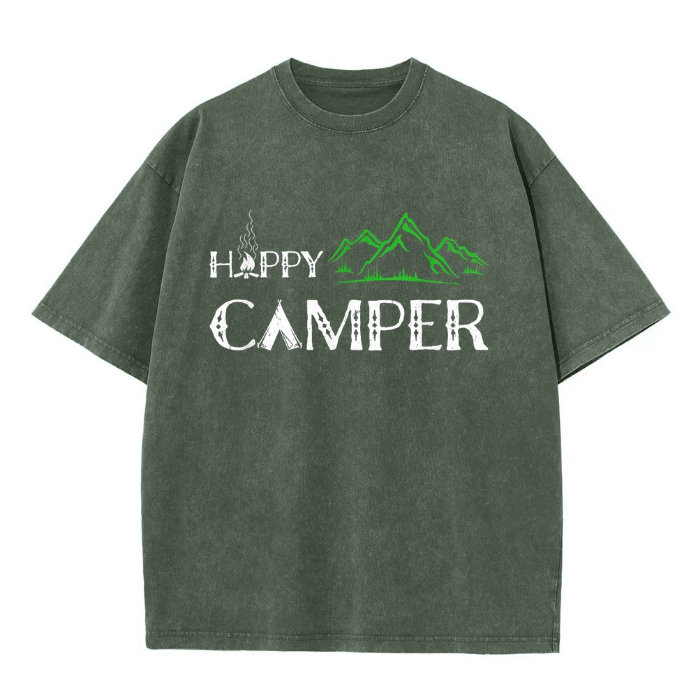 Summer Clothing Women Canada - Koszulka z motywem kempingowym „Happy Camper”